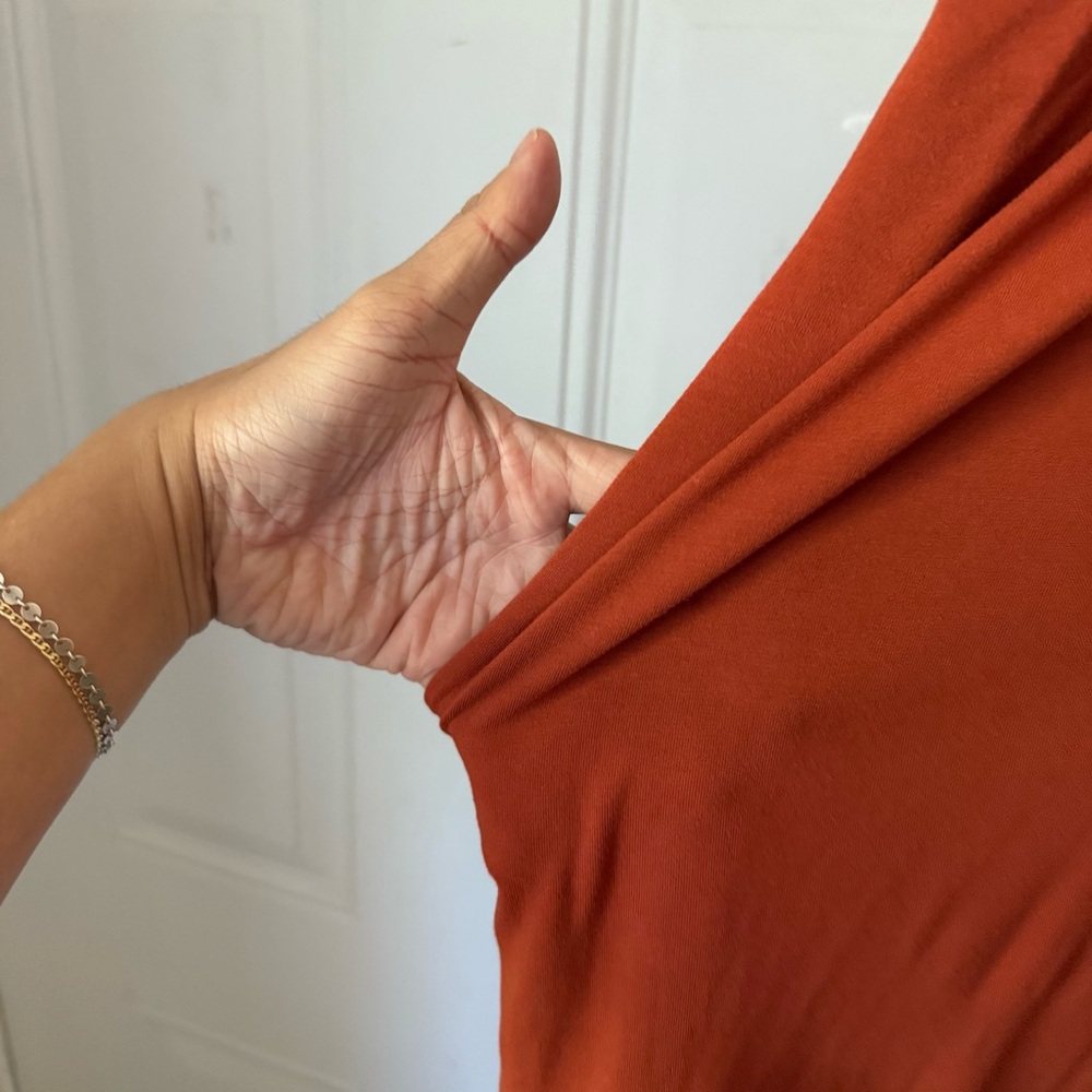 Peruvian Connection Rust Orange Draped V Neck Dol… - image 6